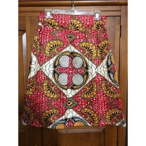 African print a line skirt